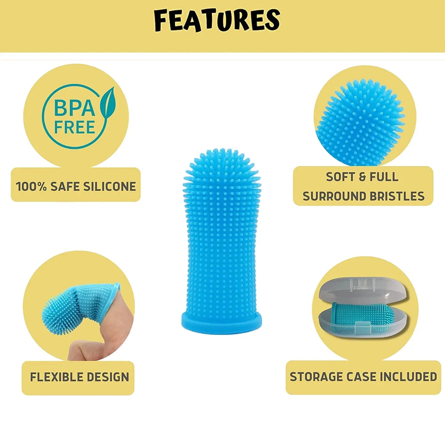 1PC Dog Super Soft Pet Finger Toothbrush Teeth Cleaning Bad Breath
