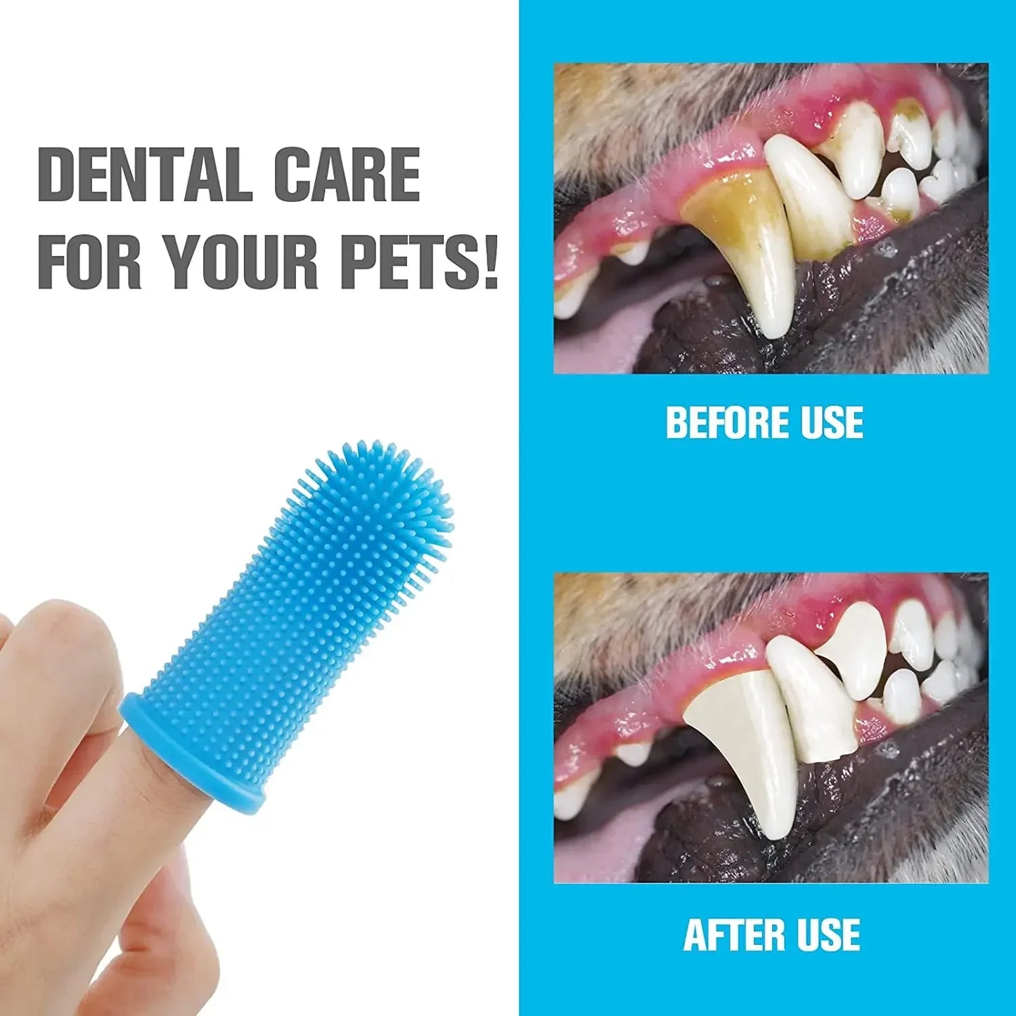 1PC Dog Super Soft Pet Finger Toothbrush Teeth Cleaning Bad Breath